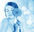 beautiful woman on a light background.