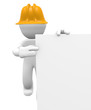 Construction worker with a blank sign