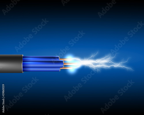 Illustration: Electric cord with electricity sparkls Electric cord with electricity sparkls