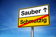 Ortsschild Sauber Schmutzig