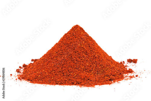 Photo: Pile of ground Paprika isolated on white background. Pile of ground Paprika isolated on white background.