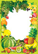 Fruits frame. Place for your text. Healthy food.