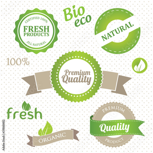 Vector: set of eco and organic elements set of eco and organic elements