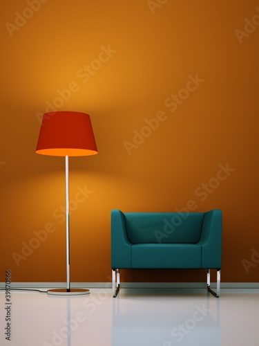 Illustration: Wohndesign - blauer Sessel Wohndesign - blauer Sessel