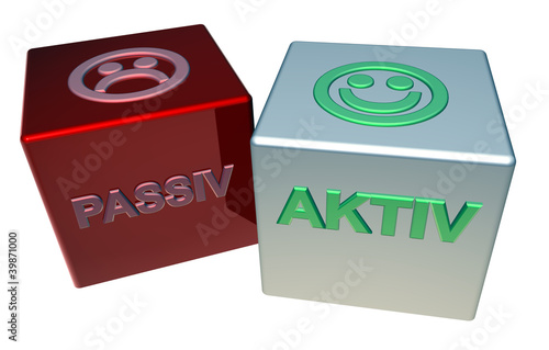 Illustration: 3D Doppelwürfel - PASSIV - AKTIV 3D Doppelwürfel - PASSIV - AKTIV