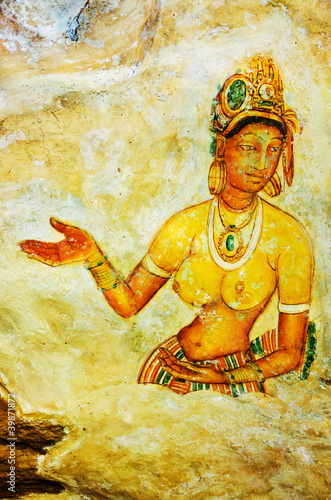 Photo: ancient frescos on mount Sigiriya, Sri Lanka ( Ceylon ). ancient frescos on mount Sigiriya, Sri Lanka ( Ceylon ).