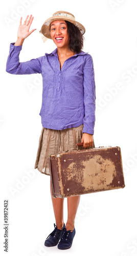 Photo: Easy latin american girl travels. Retro. Easy latin american girl travels. Retro.