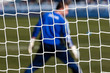 Football soccer goal net with grass background