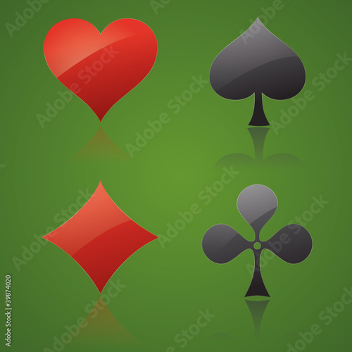 Vektor: icon ass kreut karo pik poker mau-mau karten spiel casino herz icon ass kreut karo pik poker mau-mau karten spiel casino herz