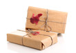 Parcels with sealing wax isolated on white