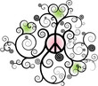 Floral Peace Symbol with Hearts and Swirls