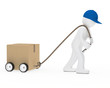 man draws package