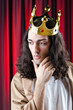 King with crown against background King with crown against background