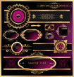 Vector set of black purple - framed labels
