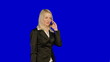 blonde with mobile phone