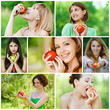 Young beautiful women with apples