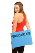 Mädchen mit Werbeschild Mädchen mit Werbeschild
