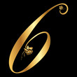 Golden vector number 6 with roses Golden vector number 6 with roses