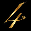 Golden vector number 4 with roses Golden vector number 4 with roses