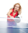 Sexy Sports girl plays table tennis