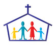 Icon of Church with cross and believers