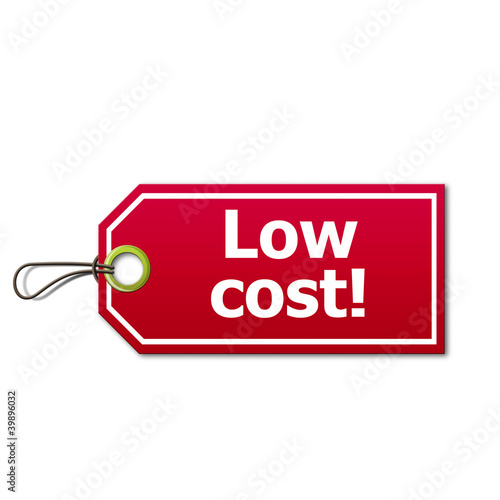 Illustration: Etiqueta con texto Low cost! Etiqueta con texto Low cost!
