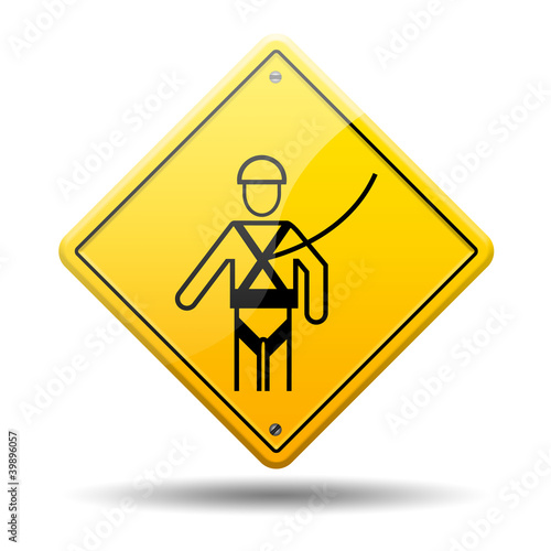 Illustration: Señal amarilla simbolo arnes de seguridad Señal amarilla simbolo arnes de seguridad