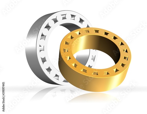 Illustration: An illustration of two shiny 3d bearings An illustration of two shiny 3d bearings