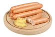 Frankfurters on wooden board