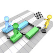 Concept of gantt chart. A team completes tasks.