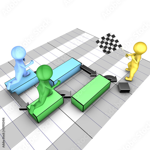 Illustration: Concept of gantt chart. A team completes tasks. Concept of gantt chart. A team completes tasks.