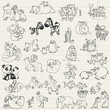 Baby Animals with Moms - hand drawn in vector