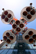 Details of space rocket engine over blue sky background Details of space rocket engine over blue sky background