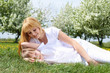 girl with mother in spring park
