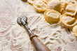 Uncooked homemade ravioli