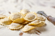 Uncooked homemade ravioli
