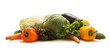 A pile of fresh and tasty vegetables on white