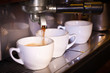 Espresso being drawn out of a professional espresso machine