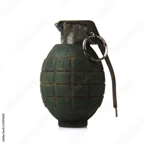 Photo: green grenade on white green grenade on white