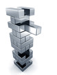 Risk concept removing tower block 3d illustration