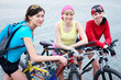 Three  young women on bicycle