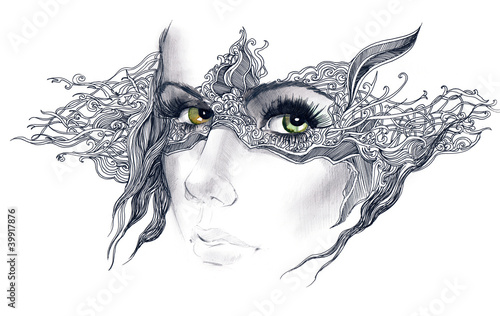 abstract decorated woman face