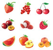Set of  red fruits and berries