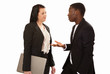 Photo: Business people in conversation mixed race Business people in conversation mixed race