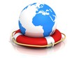 Illustration: globe earth world sphere and lifebuoy ring globe earth world sphere and lifebuoy ring
