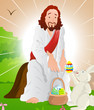 Illustration of Jesus Christ with Easter Bunny Illustration of Jesus Christ with Easter Bunny