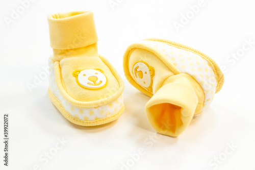 Photo: yellow baby booties with dots yellow baby booties with dots