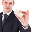 businessman show blank card