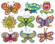 Vector: Cartoon butterflies set. Cartoon butterflies set.