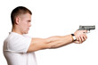Photo: man with gun isolated on white man with gun isolated on white